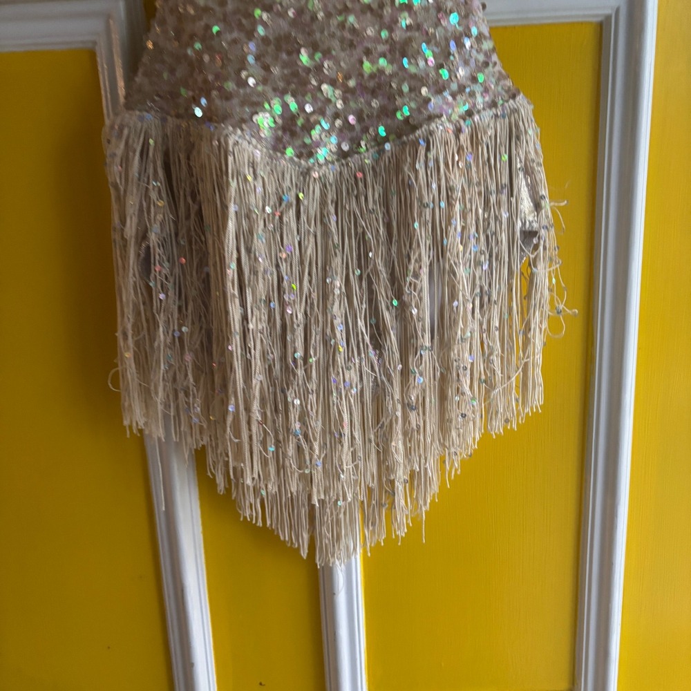 Sequin Fringe Dress, Sleeveless Party Cocktail Dance Dress, flapper costune - Picture 11 of 12